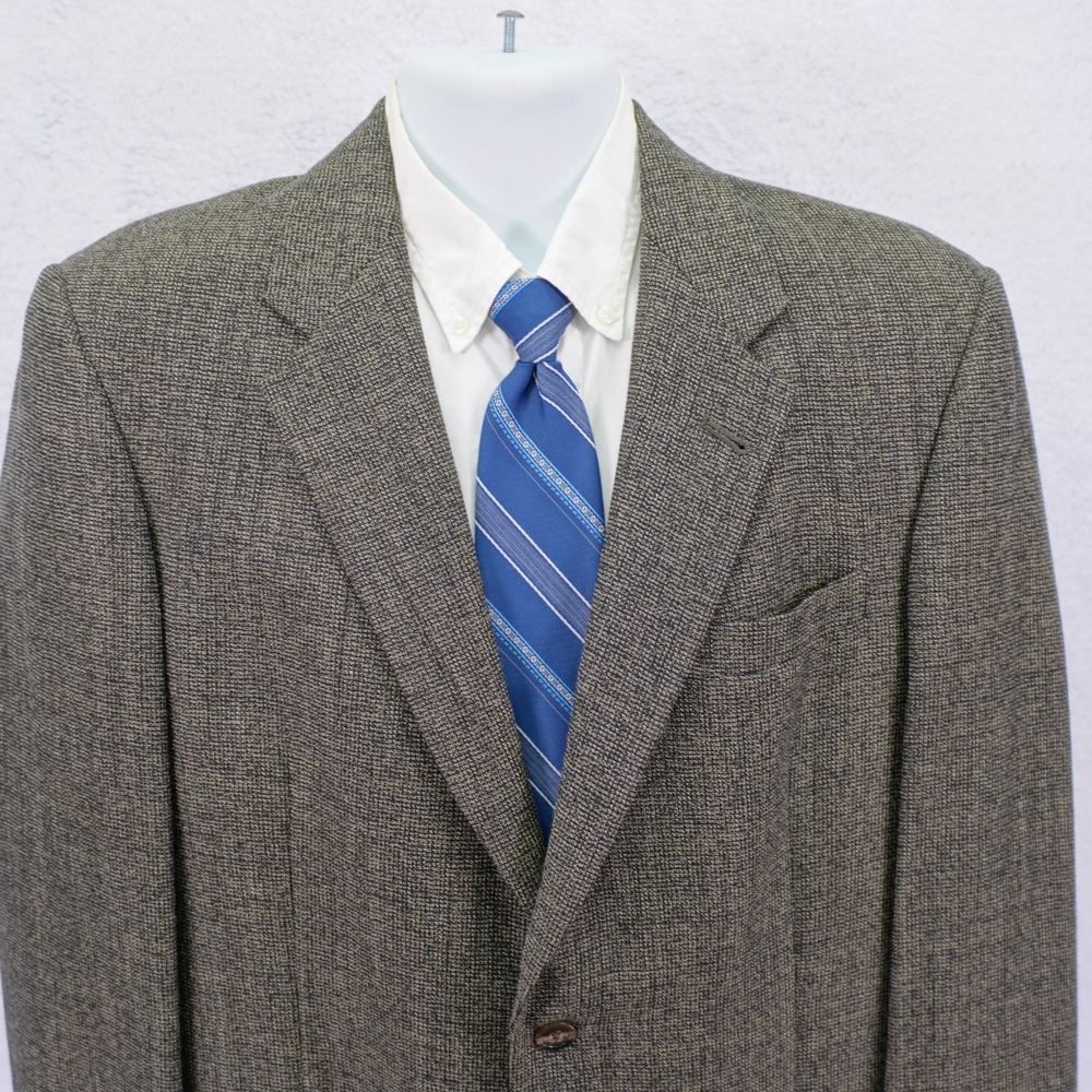 Hart Schaffner Marx Thick Textured Tweed Wool Black Tan Green Sport Coat 40L